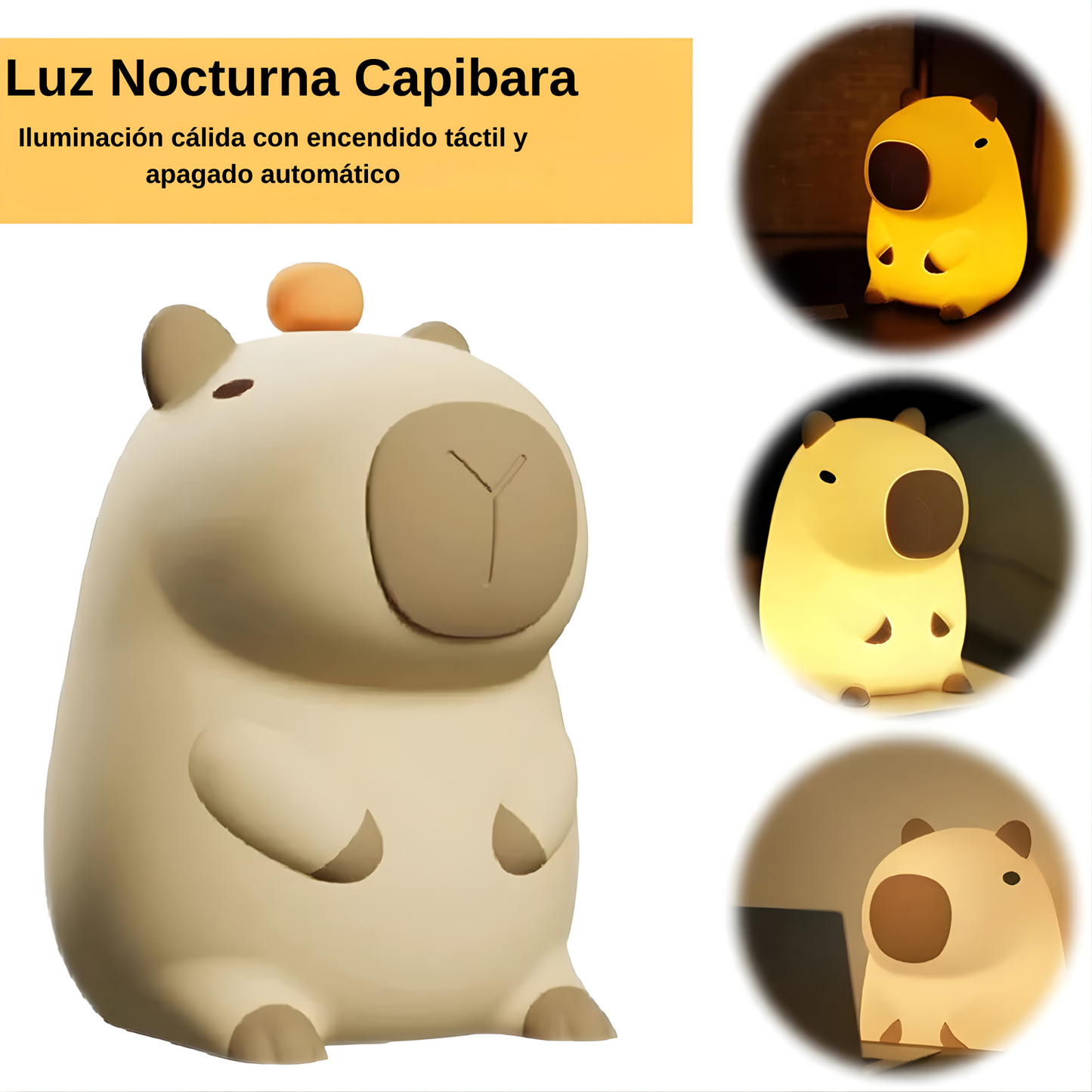 Lámpara Nocturna Capibara Táctil Recargable (Silicona)