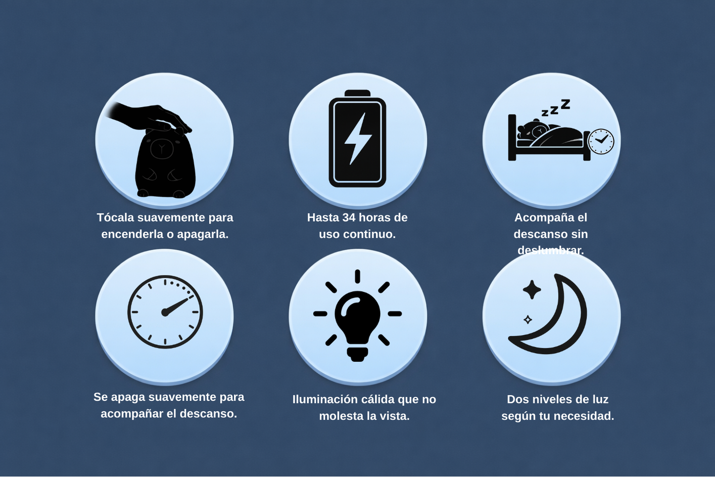 Lámpara Nocturna Capibara Táctil Recargable (Silicona)